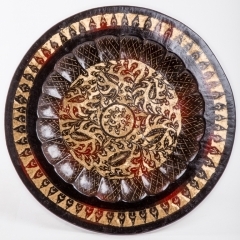 Тарелка настенная, 40 см, листья, черно-зол арт.70-0332