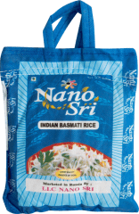 Рис Нано Шри Басмати, 1 кг (в синем мешке) (Nano Sri Indian Basmati Raw Rice)